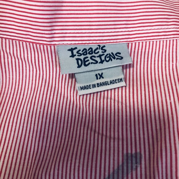 Isaac's Designs Red Stripe with Black Cat button up top- Size 1X - Picture 10 of 10